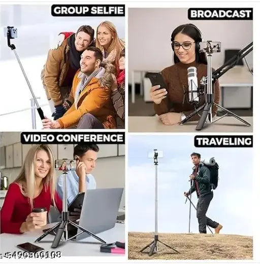 Selfie Stick with Tripod Stand | Bluetooth Extendable 3-in-1 Multifunctional Selfie Stick for Compatible & All Smartphones,6FT stick