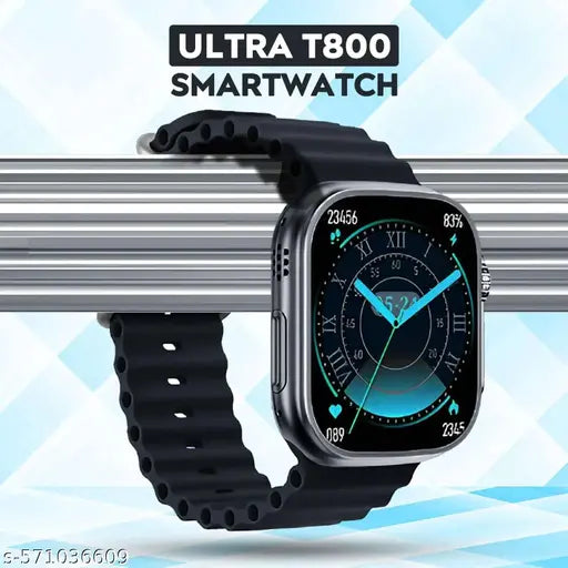 T800 black pro ultra smartwatch with beautiful strap bluetooth calling smart touch display with fitness & outdoor health & medical tracker unique ui interctions ( black)