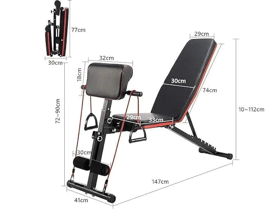 IGNOTI Home Bench Press Chair Dumbbell Stool Adjustable Dumbbell Exercise Bench Flat Weight Bench Foldable Sit Up Incline Abs Flat Fly Weight Press Rope - Stocks