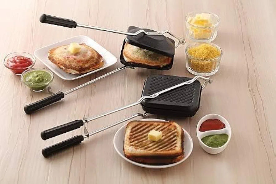VedaChef Premium Non-Stick Grill Sandwich Toaster - Make Delicious Sandwiches in minutes | Long-lasting double-coating non-stick layer | sandwich griller and toaster | Easy-to-Use & Durable | Black