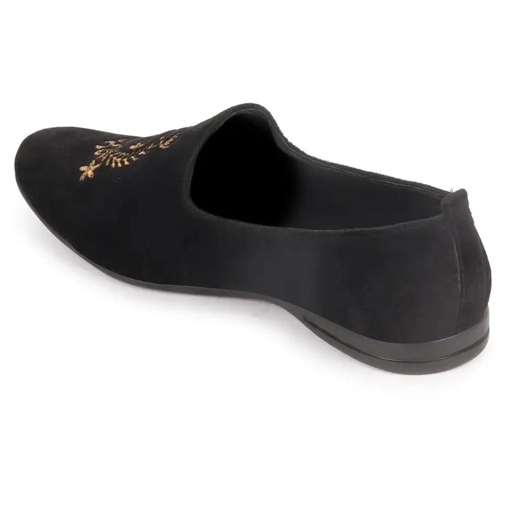 FAUSTO Mens Embroidered Slip-On Loafers | Royal Ethnic Party Shoes |Ethnic Juttis and Mojaris for for Wedding Cushioned Insole