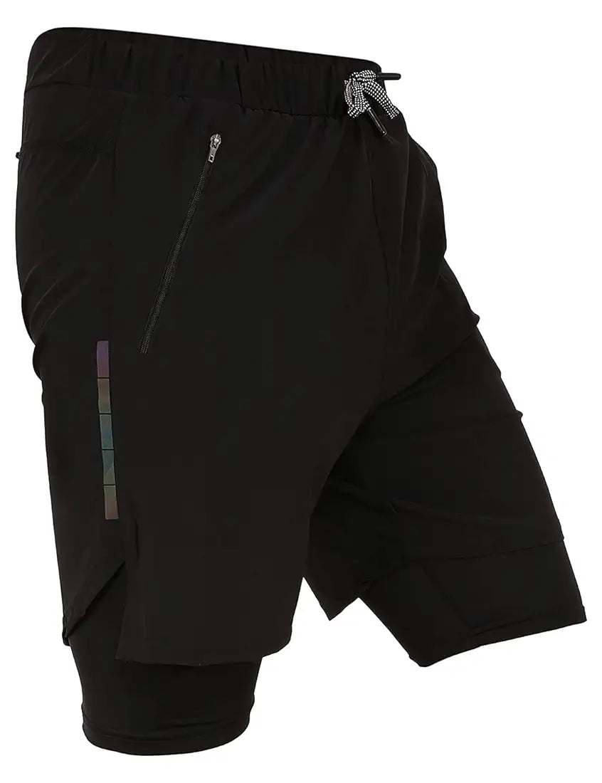 WMX Mens 2 in 1 Running Shorts Quick Dry Gym Athletic Workout Clothes with Side Pockets