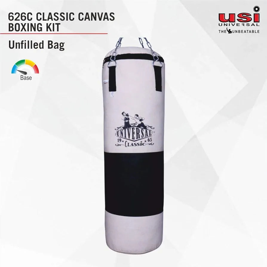 USI UNIVERSAL THE UNBEATABLE Boxing Punching Bag, 626C Classic Tough Canvas 4 Feet Un-Filled Boxing Bag, Punching Bag Without Chain for Kickboxing, Heavy 20oz Canvas Material, Reinforced Hitting Area