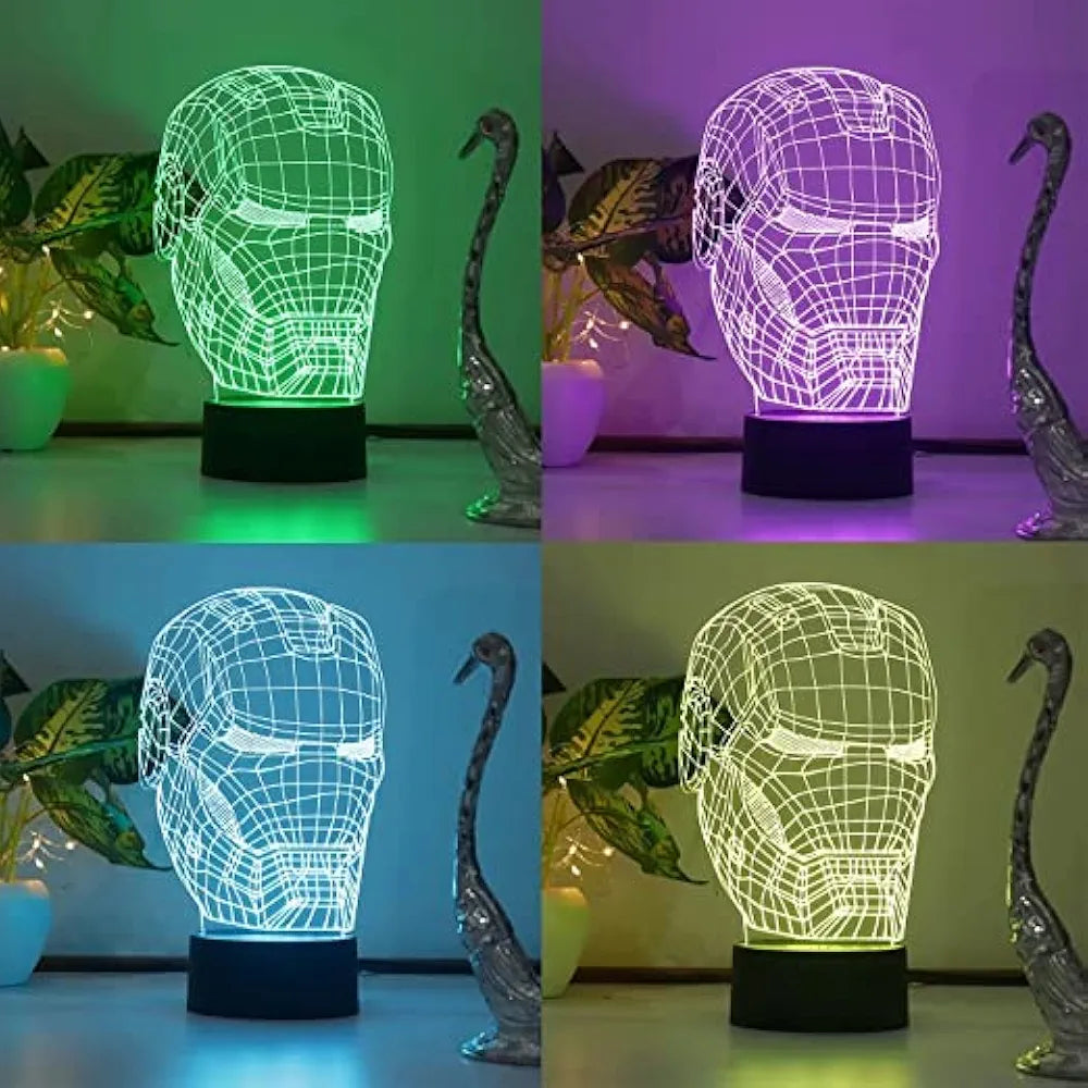 Gifts n Gallery 3D Illusion Iron Man534 Acrylic Led Lamp with 7 Color Changing Light and 3 Lighting Moods 12 * 12 cm
