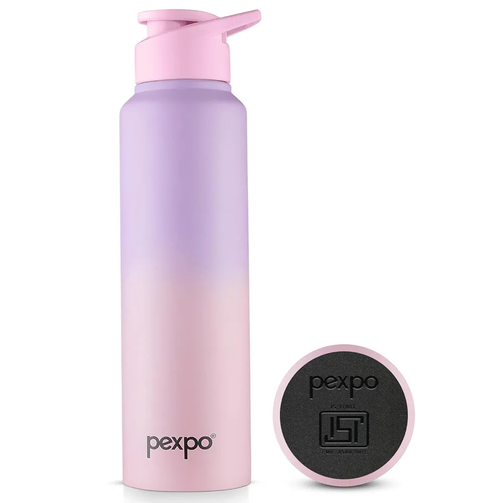 PEXPO Craft Pro 1000 ISI Certified Stainless Steel Water Bottle 950ml Fridge Water Bottle with Sipper Cap | Office | Gym | Travelling | Eco Friendly | BPA Free - Purple & Pink