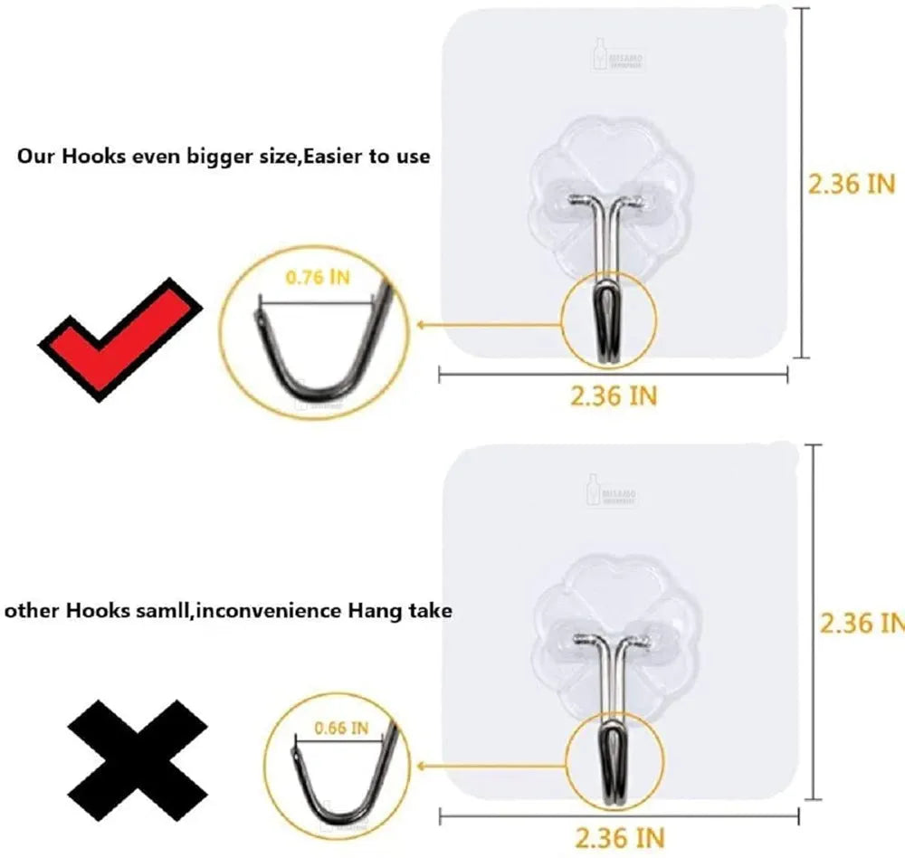 JIALTO Adhesive Hooks Kitchen Wall Hooks-Heavy Duty 13.2lb Nail Free Sticky Hangers with Stainless Hooks Reusable Utility Towel Bath Ceiling Hooks-10 pcs
