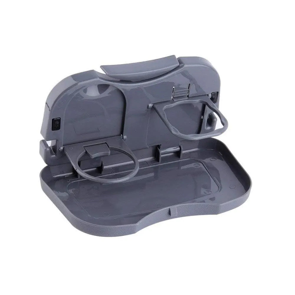 Foldable Travel Storage Tray for Car Back Seat | Auto Cup Holder & Food Tray Stand Organizer | Portable Car Backseat Drink & Snack Tray with Bottle Cup Holder | 2Pcs
