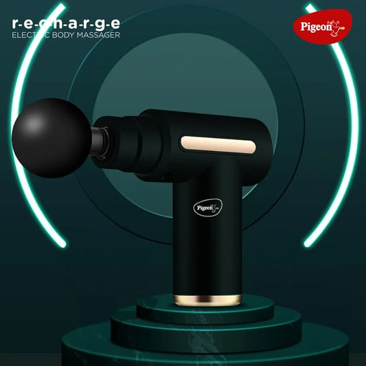 Pigeon Pulse Gun Massager With Digital Display,4 Heads,6 Speed,Rechargeable,Handheld,Percussion Muscle For Full Body Pain Relief,Muscle Relaxation Of Neck,Shoulder,Back,Foot For Unisex