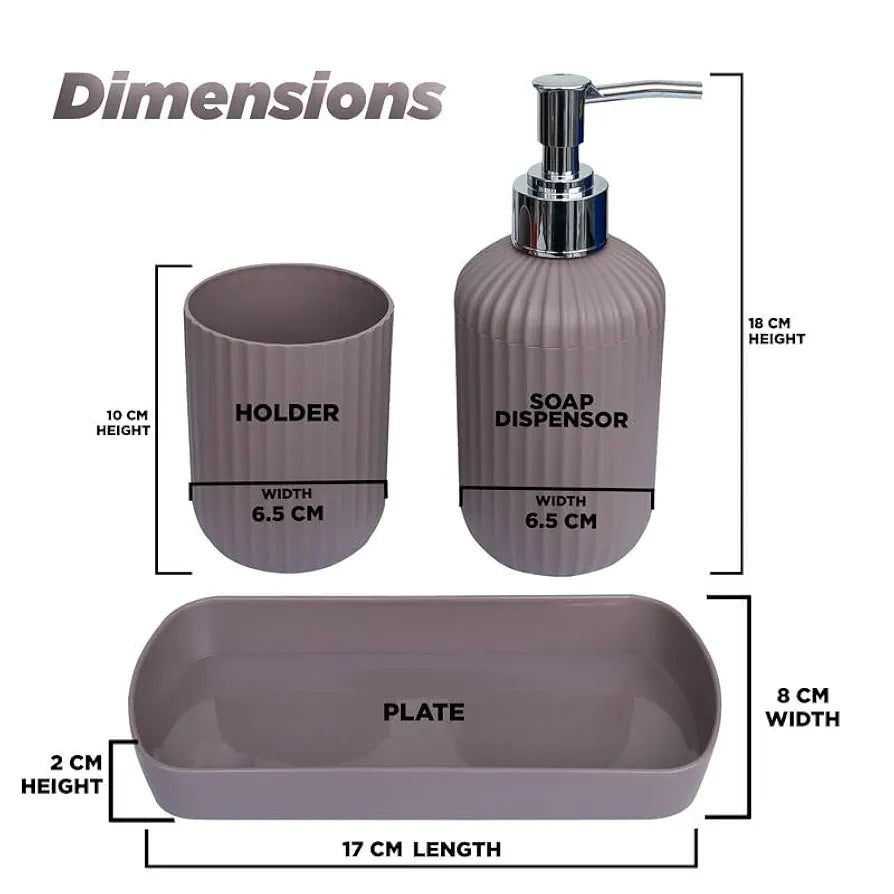 SKADIOO 3-Piece Soap Dispenser Set for Bathroom – Soap Dispenser for Wash Basin, Toothbrush Holder, Vanity Tray & Countertop Organizer for Modern Bathroom Décor & Sink Storage