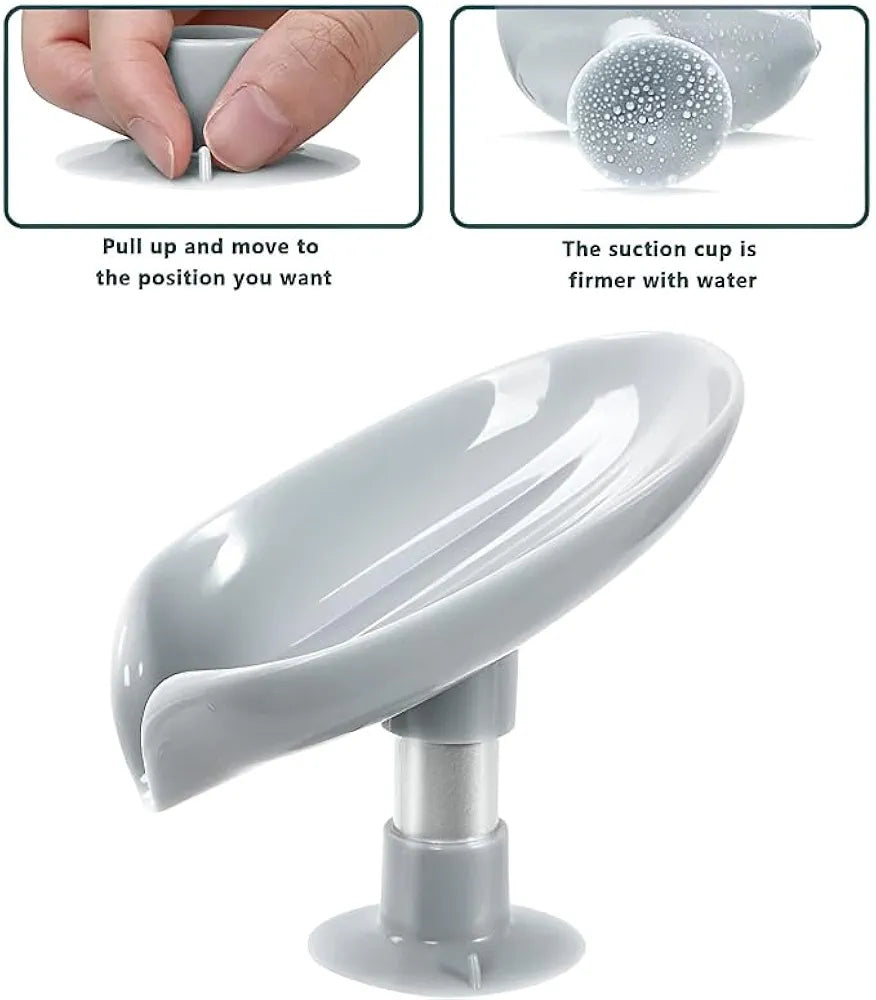 Brillwist Self-Draining Soap Tray – Leaf-Shaped Design with Triangular Diversion System | No-Drill Suction Cups | Durable Multi-Functional Soap Holder for Bathroom & Kitchen Sinks