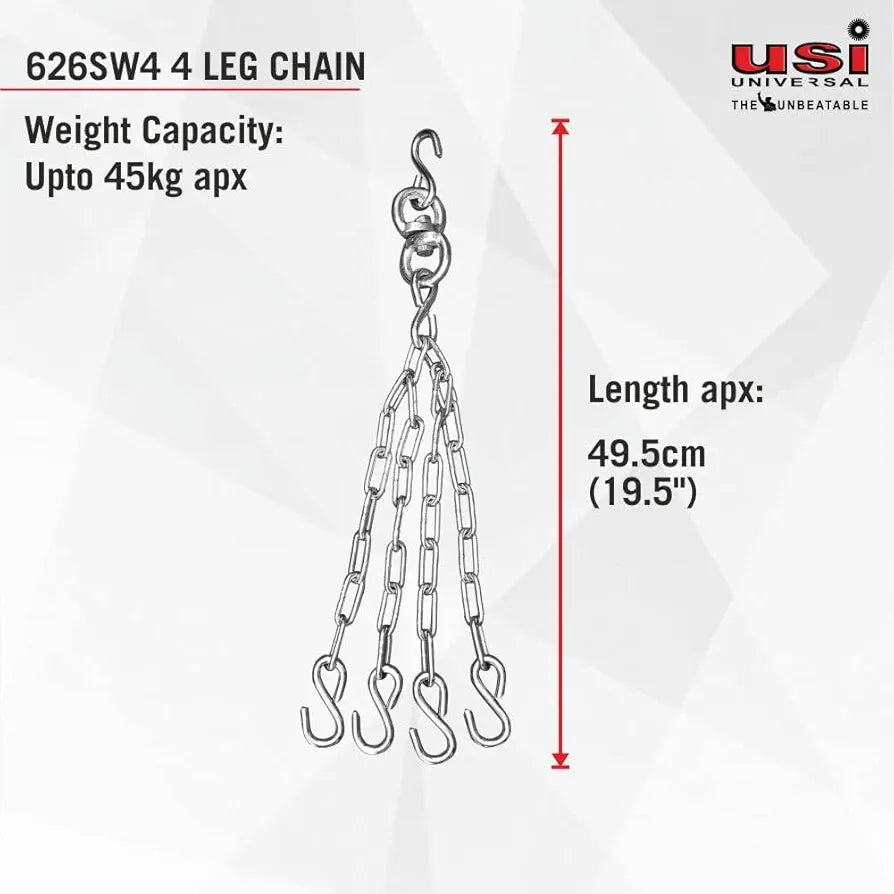 USI UNIVERSAL The Unbeatable Boxing Punching Bag, 626C Classic Tough Canvas 4 Feet UnFilled Boxing Bag, Kickboxing Punching Bag with Hanging Chain Combo, Heavy 20oz Canvas Material for Men & Women