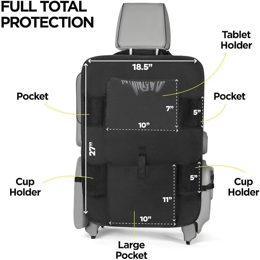 SHIBUI Non-Woven Car Back Seat Automobiles Organizer With Kick Mats & Multi Storage Compartment - Pack of 2
