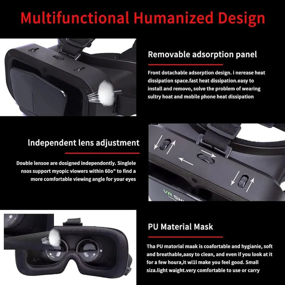 Drumstone Virtual Reality VR Headset 3D Glasses VR Goggles for TV, Movies & Video Games, Compatibale All Smartphone