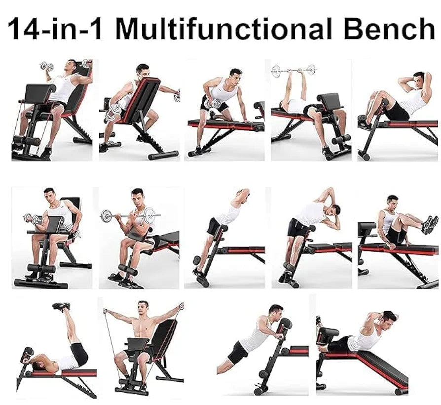 IGNOTI Home Bench Press Chair Dumbbell Stool Adjustable Dumbbell Exercise Bench Flat Weight Bench Foldable Sit Up Incline Abs Flat Fly Weight Press Rope - Stocks