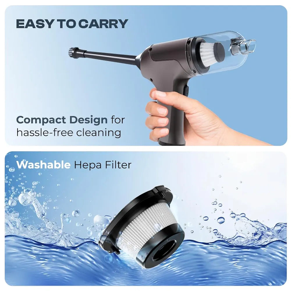 Lapcare 2-in-1 Wireless Vacuum Cleaner & Air Blower | 10kPA Suction, 4500PA Blowing Force, 60W Power | 4000 mAh Battery, HEPA Filter, for Car, Home & Pet Hair