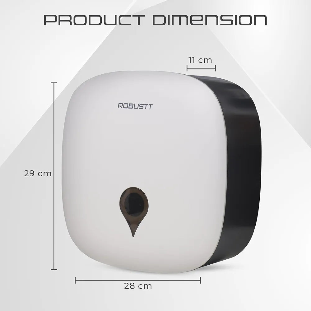 Robustt Wall-Mounted V/N/M Fold Paper Hand Tissue Dispenser - White | High Capacity | Durable ABS Material | Water-Resistant | Key Locking System