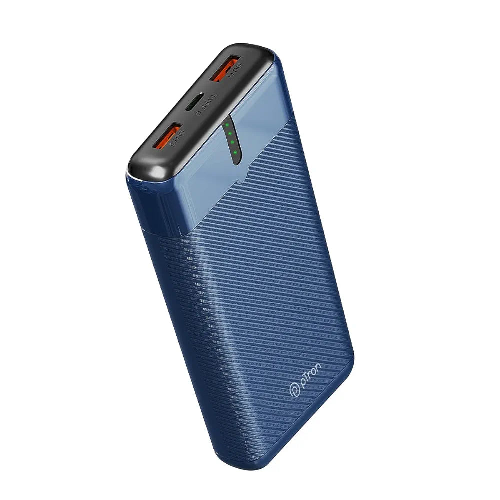 pTron Dynamo Surge 20000mAh 22.5W Fast Charging Power Bank, Supports VOOC/Wrap/Dash USB Charging, 20W PD Fast Charging, 3 Outputs, 1 Input & Multiple Layers of Protection,USB Type-C Input