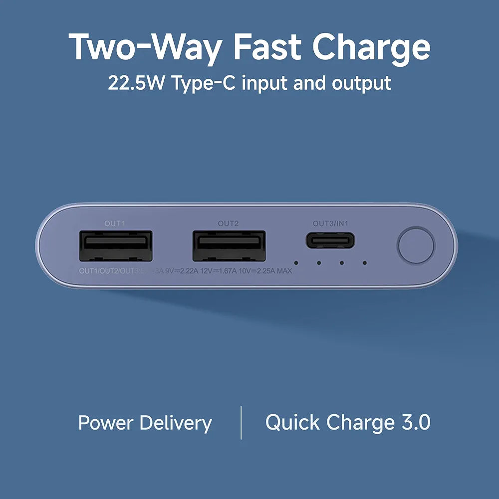 Xiaomi Power Bank 10000mAh 22.5W Fast Charging PD | Power Delivery | Durable Steel Casing |Triple Output Ports|Supports Android and Apple, Tablets, Earbuds, Watches etc