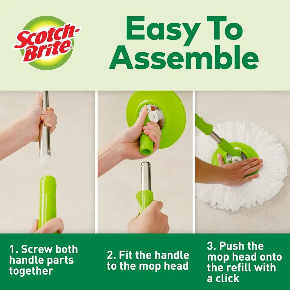 Scotch-Brite 2-in-1 Bucket Spin Mop and Scotch-Brite Sponge Wipe 3N Resusable Kitchen Cleaning Sponge