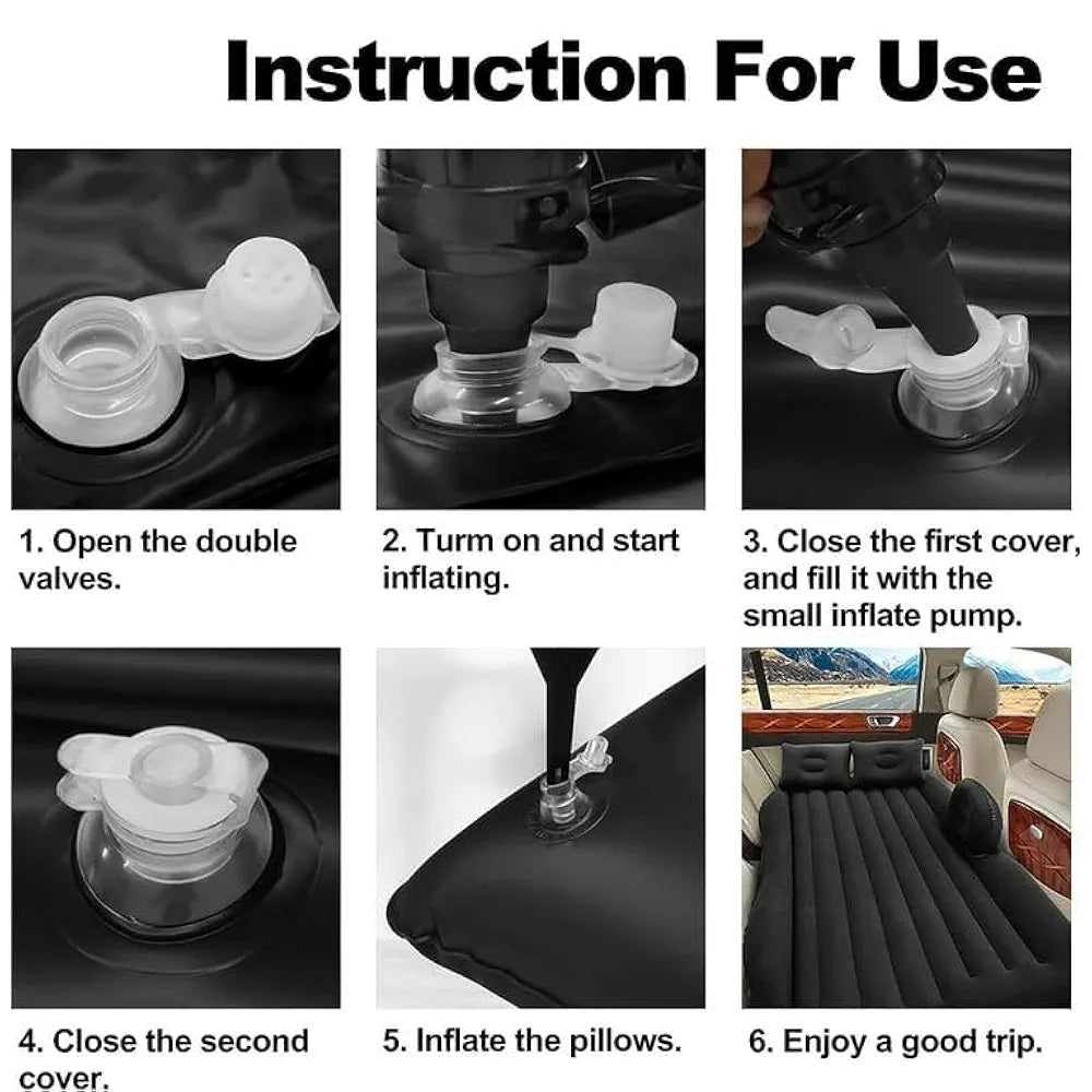 Inflatable Car Bed Sofa Inflatable-Back Seat With-2 Air-Pillow & Air-Pump | Bed Car Inflatable Mattress Car Bed | Kids, Trips, Camping, Picnic, Universal Size