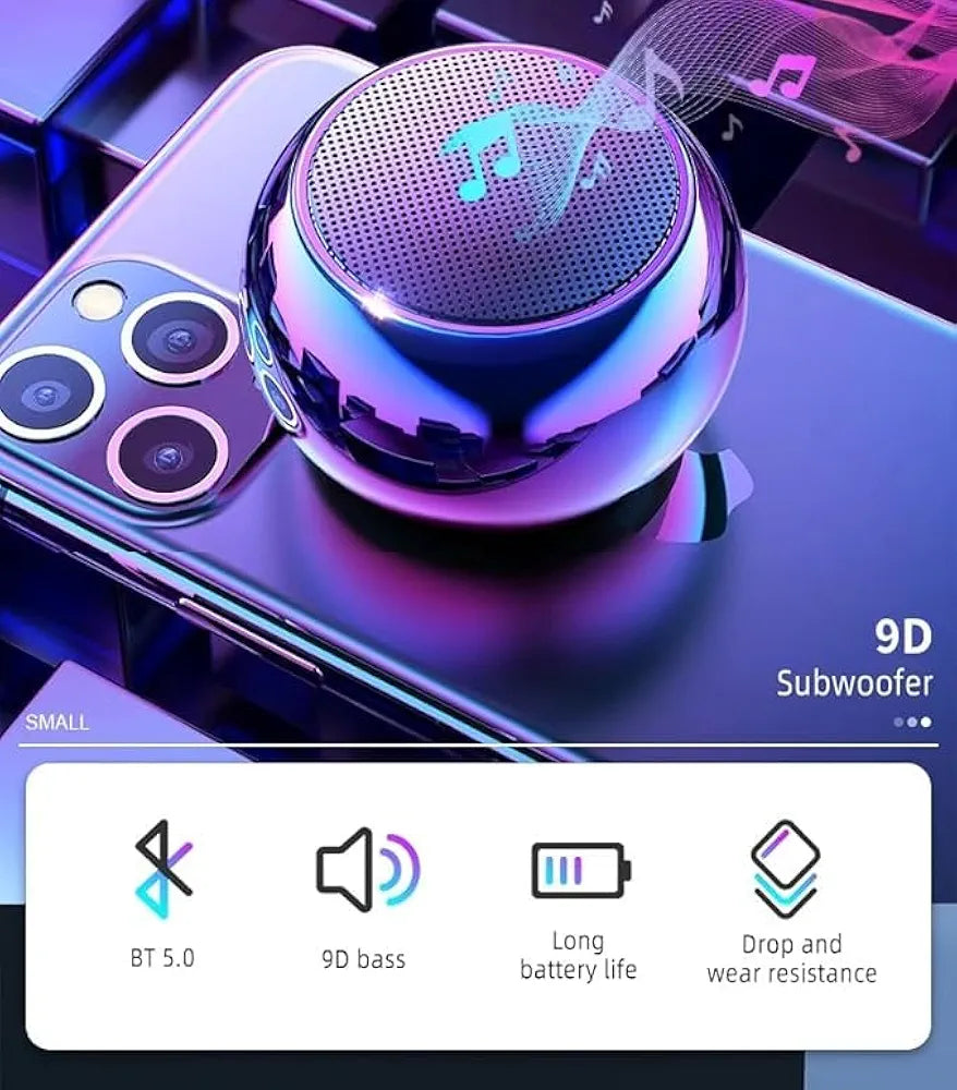 EDNITA jbl Ultra Mini Wireless Bluetooth Speaker with Heavy Metal Electroplating Round Speaker | Wireless Power Button Controlled, Long Lasting Battery & Quick Charge Pack of 1