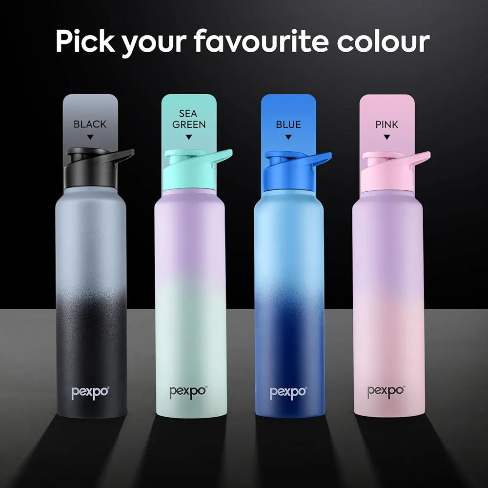PEXPO Craft Pro 1000 ISI Certified Stainless Steel Water Bottle 950ml Fridge Water Bottle with Sipper Cap | Office | Gym | Travelling | Eco Friendly | BPA Free - Purple & Pink