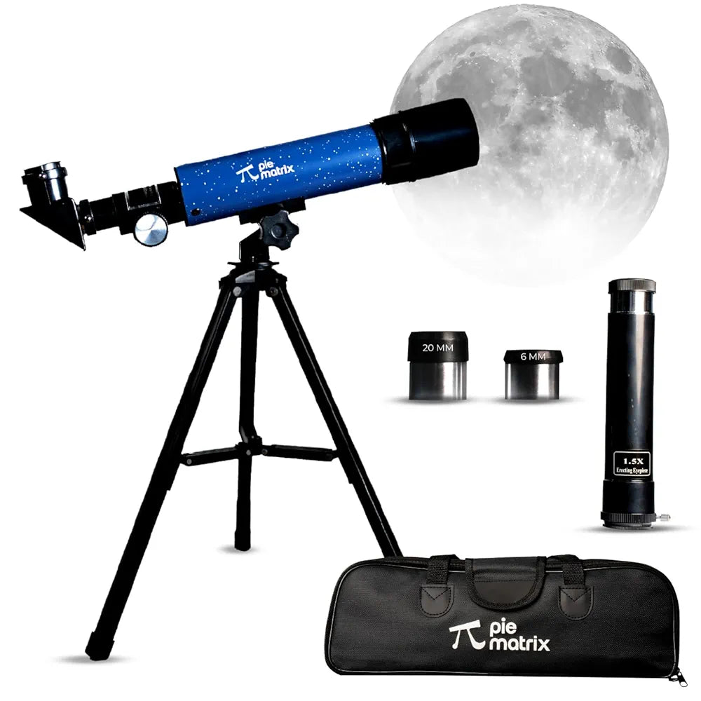 Pie Matrix Neo 50/360 HD Zoom Refractor Telescope – 90x Magnification, 360° Rotating Tripod, Clear Views of Moon & Wildlife, Lightweight Travel Bag – Ideal for Beginners & Stargazers.