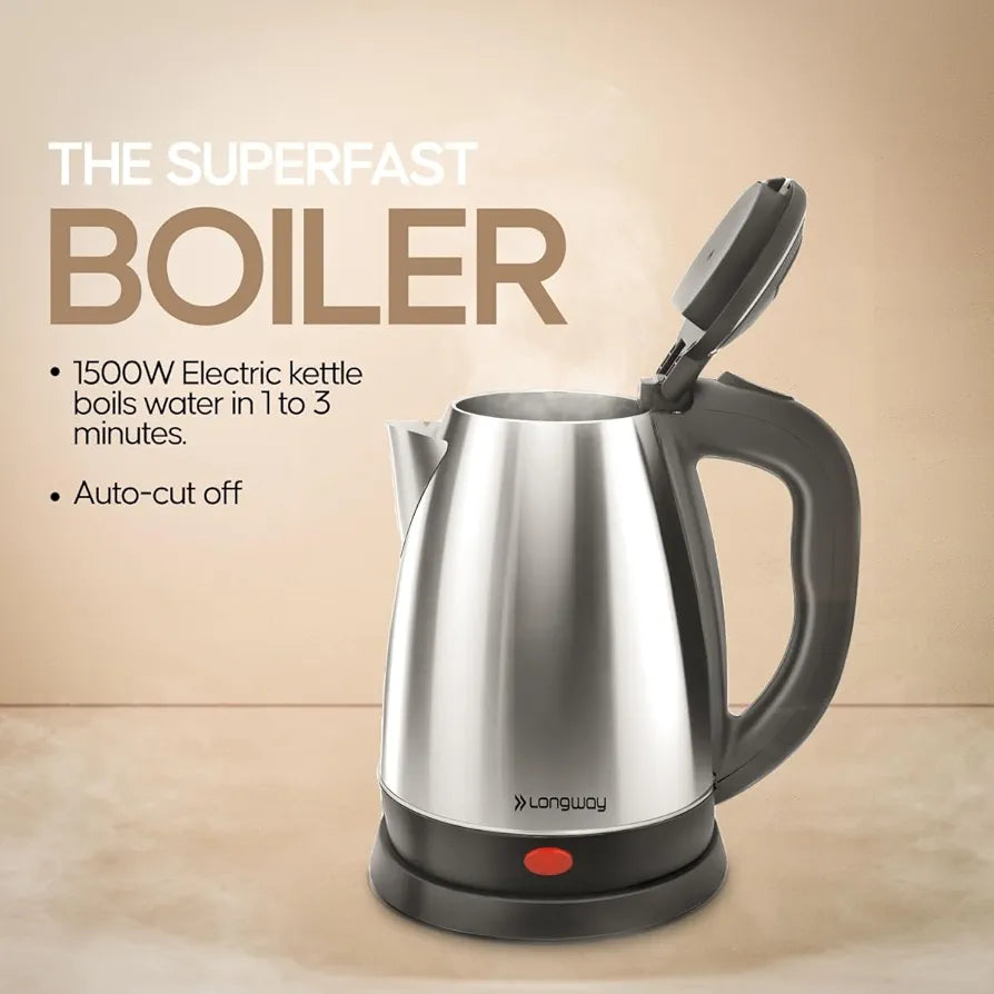 Longway Kestro 2 Liter Electric Kettle with Stainless Steel Body for Boiling