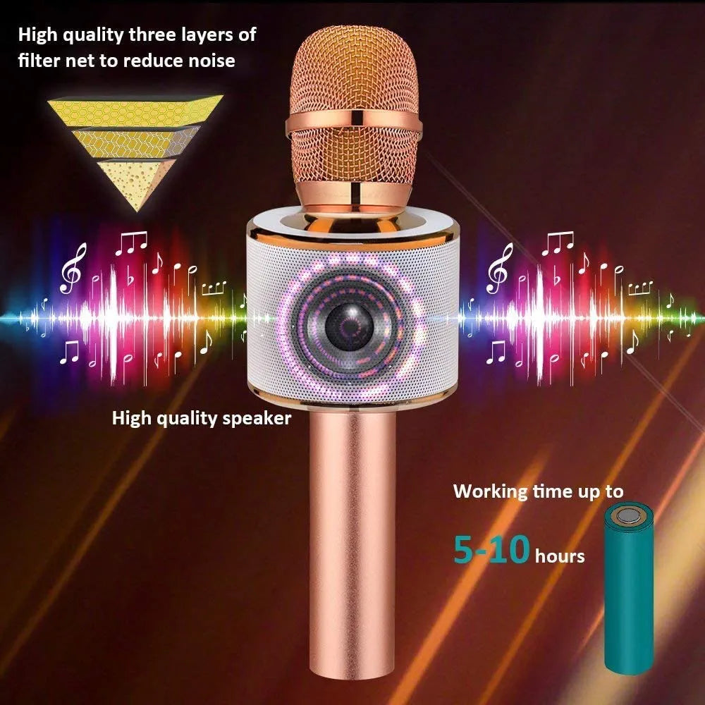 BONAOK Wireless Bluetooth Karaoke Microphone,Christmas Gift 3-in-1 Portable Hand Speaker for iPhone/Android/iPad/Sony,PC and All Smartphone