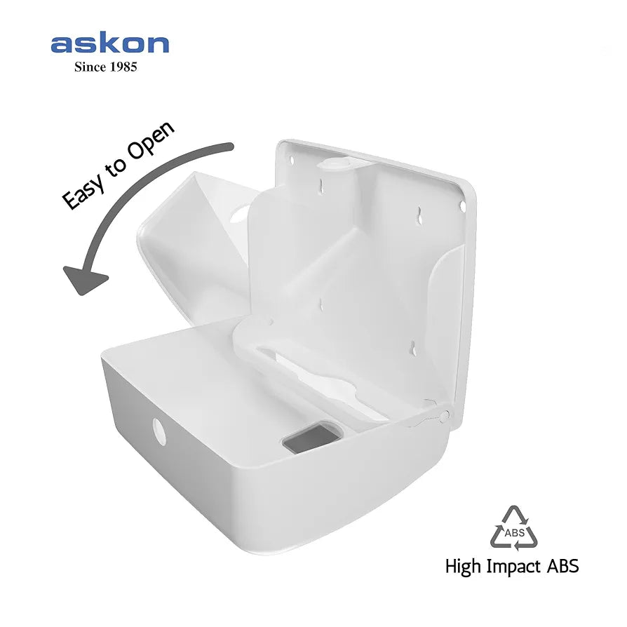 Askon Hand Paper Towel Dispenser, Paper Towel Holder, Wall Mount, White ABS