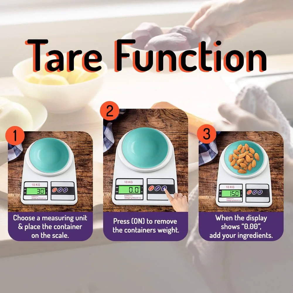 Atom 10Kg Kitchen Weight Machine 6 Months Warranty, Digital Scale with LCD Display, Scale for Home Baking, Cooking & Balance Diet. Weighing Machine with capacity 10Kg, SF400/A121,Color May Vary