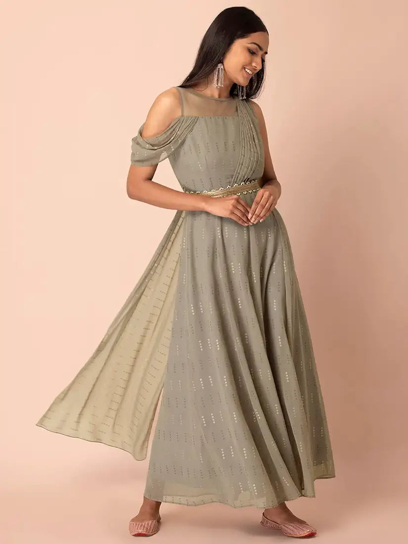Indya Women's Georgette Regular Fit Casual Kurta