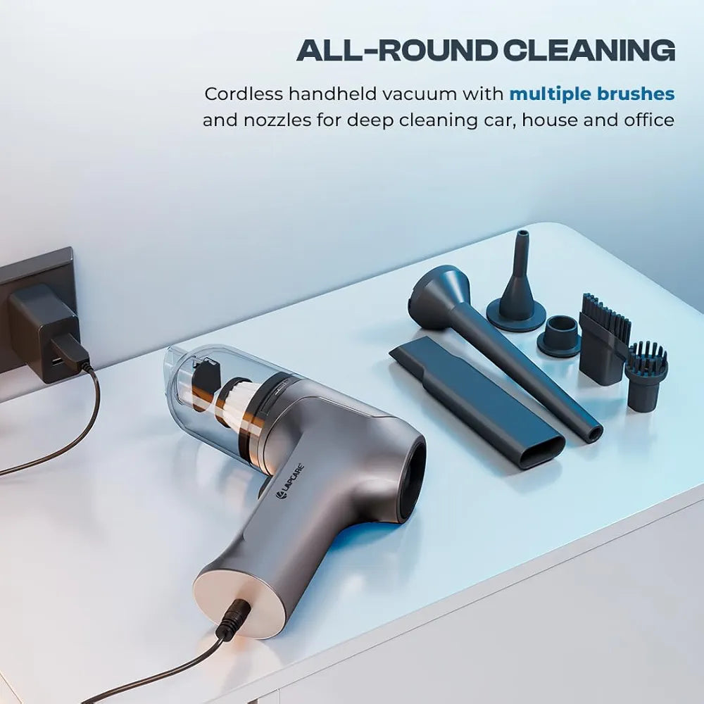 Lapcare 2-in-1 Wireless Vacuum Cleaner & Air Blower | 10kPA Suction, 4500PA Blowing Force, 60W Power | 4000 mAh Battery, HEPA Filter, for Car, Home & Pet Hair