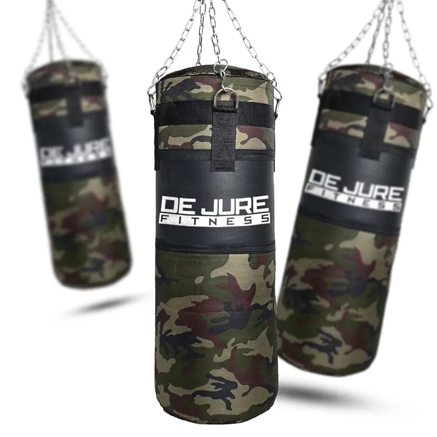 De Jure Fitness High Performance Heavy Duty Filled Punching Bag with Stainless Steel Hanging Chain, PU Material Punching Bag for Boxing