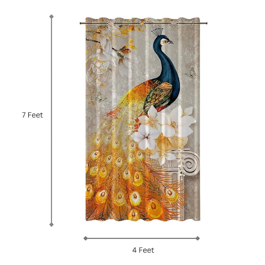 Ra Enterpsrises Digital 3D Printed Modern Polyester 11 Design Special Long Crush Single Piece Semi Sheer Back Tab Door Curtain | , Multicolor
