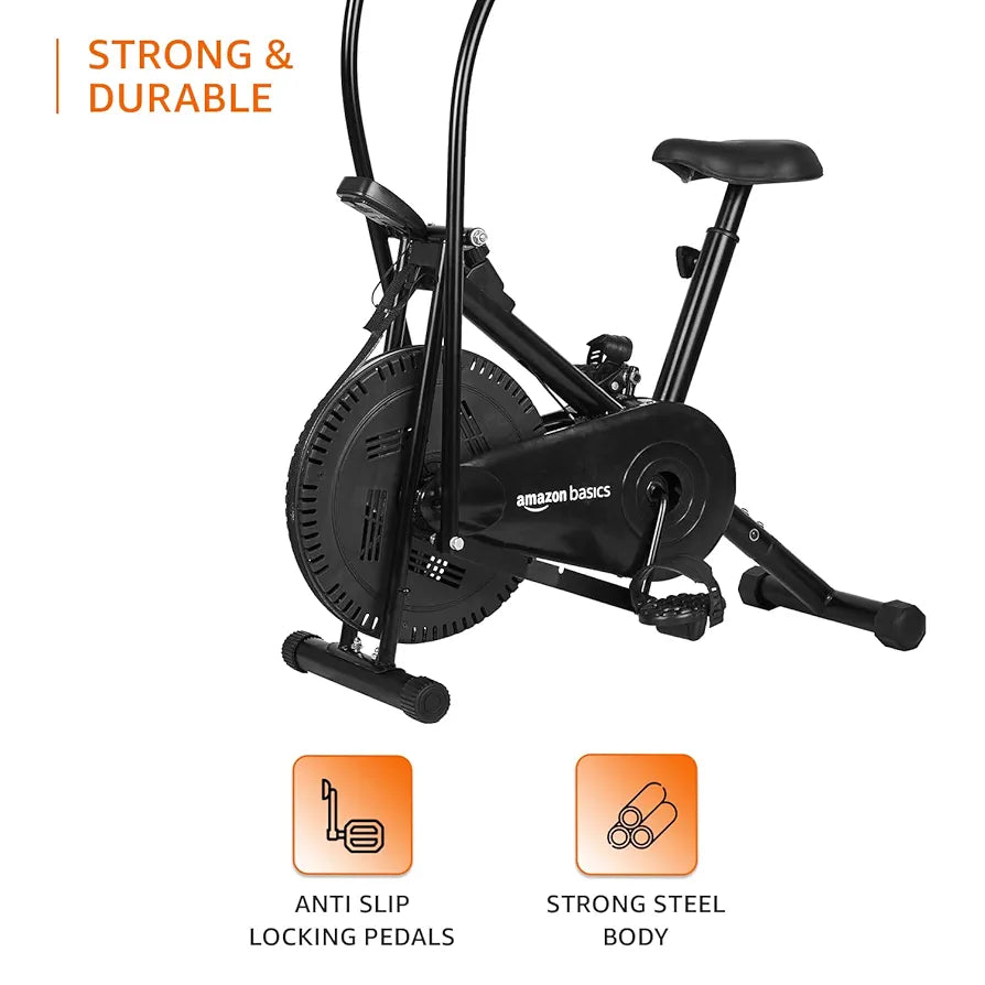 amazon basics Air Bike Exercise Cycle With Moving Or Stationary Handles
