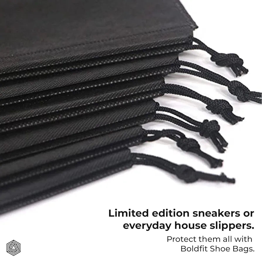 Boldfit Shoe Bag for Travel Bag for Man & Women Shoe Cover for Storage at Home Gym Reusable Travelling Accessories Organizer Pouch Travel Essentials Footwear Bags for Travelling Men -Pack of 6, Black