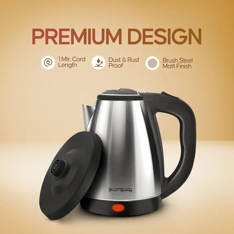 Longway Kestro 2 Liter Electric Kettle with Stainless Steel Body for Boiling