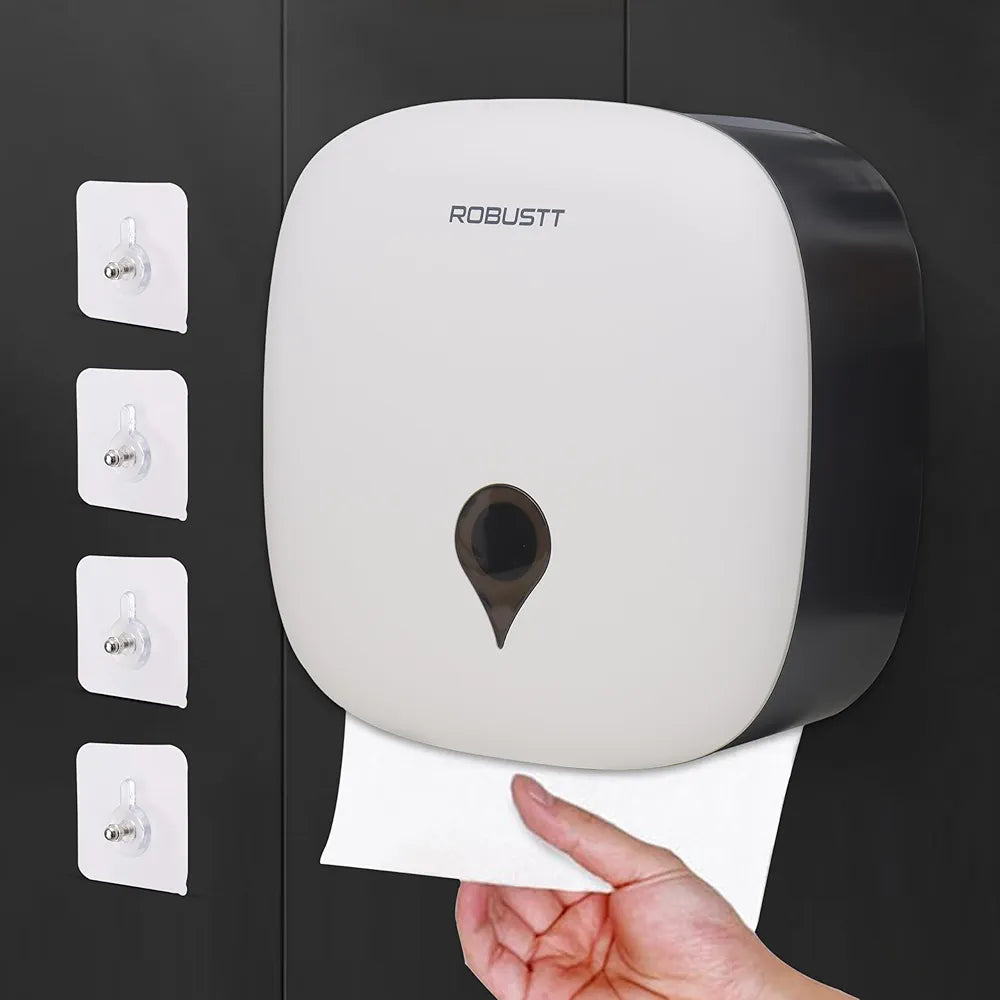 Robustt Wall-Mounted V/N/M Fold Paper Hand Tissue Dispenser - White | High Capacity | Durable ABS Material | Water-Resistant | Key Locking System