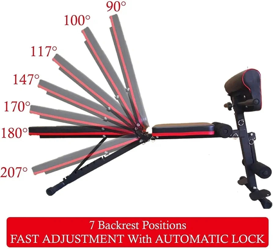 IGNOTI Home Bench Press Chair Dumbbell Stool Adjustable Dumbbell Exercise Bench Flat Weight Bench Foldable Sit Up Incline Abs Flat Fly Weight Press Rope - Stocks