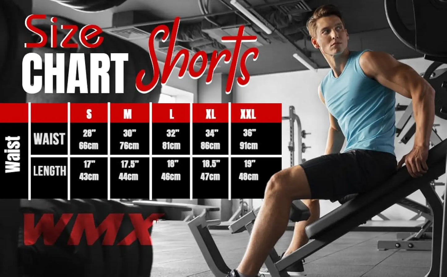 WMX Mens 2 in 1 Running Shorts Quick Dry Gym Athletic Workout Clothes with Side Pockets