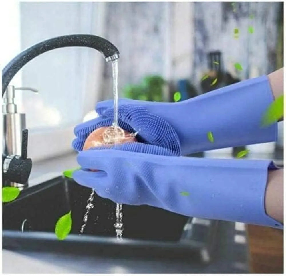 UrbanBite Hand Gloves for Kitchen Cleaning dish Washing Gloves Silicone Dishwashing Hands Vessel dishwasher wash utensil For Women Men House essentials for Bathroom Cleaning Pet Hair Care Car Washing