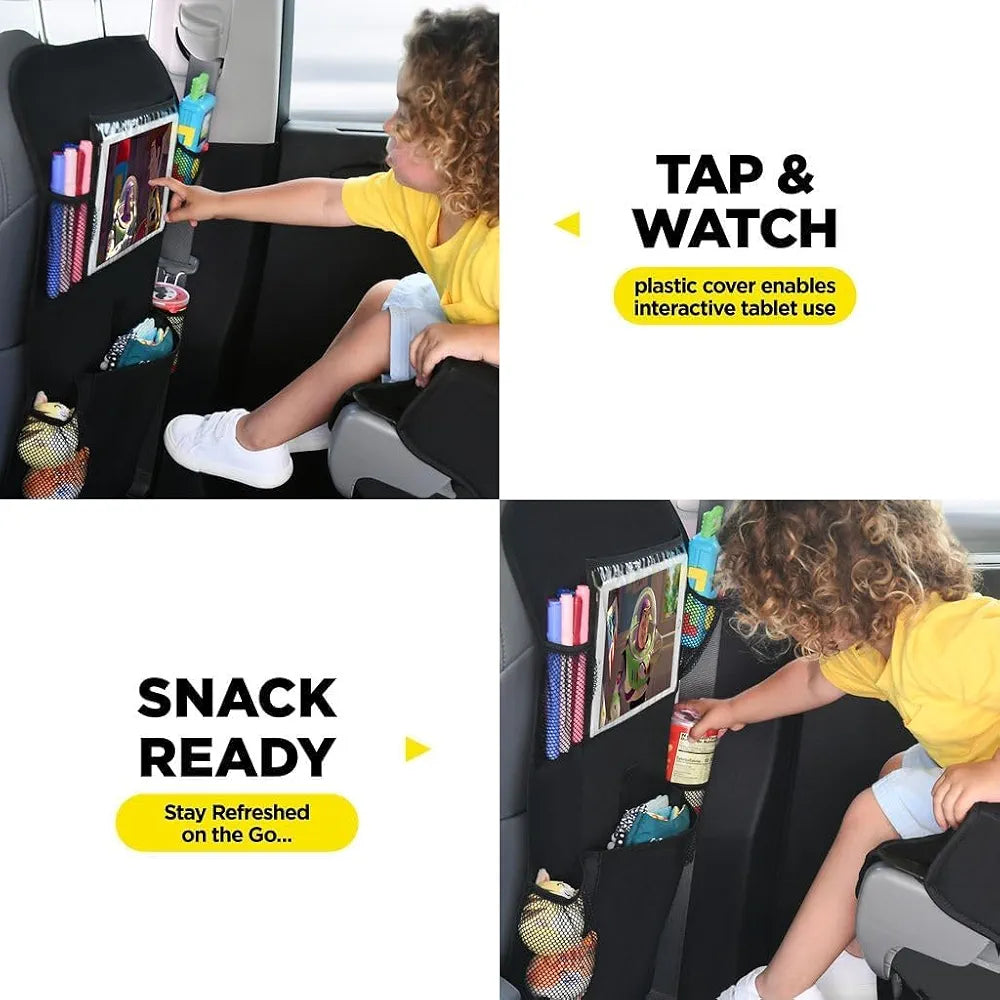 SHIBUI Non-Woven Car Back Seat Automobiles Organizer With Kick Mats & Multi Storage Compartment - Pack of 2