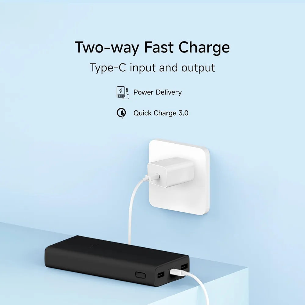 Xiaomi Power Bank 4i 20000mAh 33W Super Fast Charging PD | Power Delivery |QC 3.0|Type C Input & Output|Triple Output Ports|Classic Black|Supports Android,Apple, Tablets, Earbuds,Watch