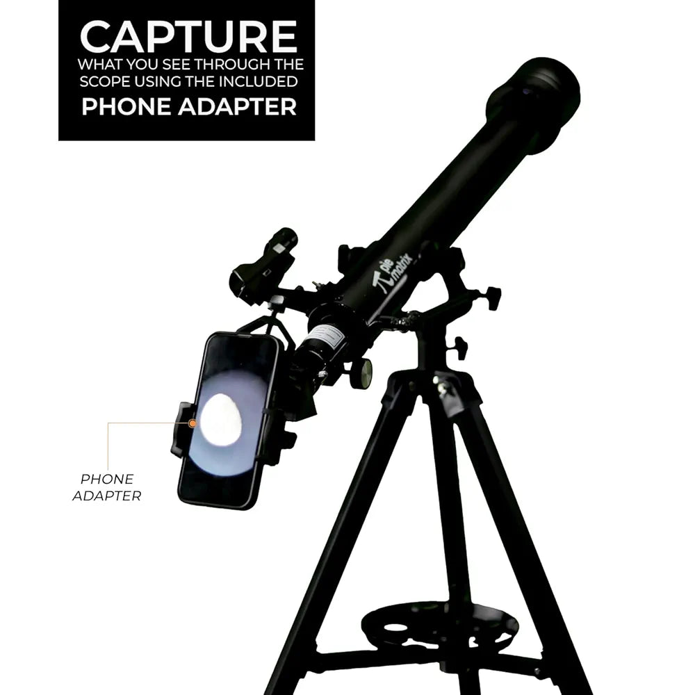 Pie Matrix Phoenix 60700 Astronomical land & Sky Refractor Telescope with 175x Ultra Zoom,Fully Coated Glass Optics, Alt-Az Mount,Professionals to Explore Moon,Saturn Rings, Planets & Deep Sky Objects