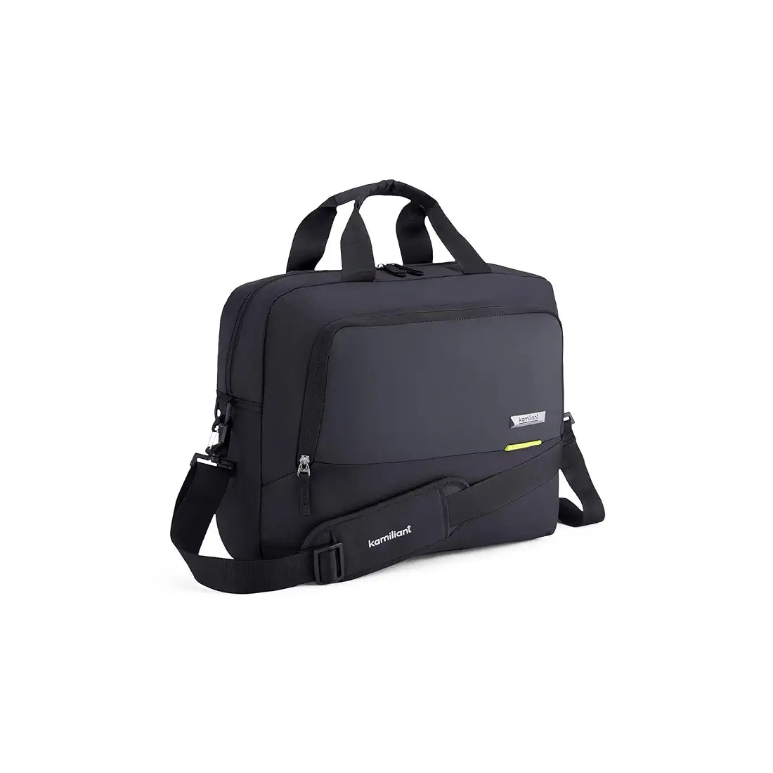 Kamiliant by American Tourister Dissenter Casual Office Bailhandle Messenger Bag with 15" Inch Laptop Compartment and Adjustable Shoulder Strap, Ergonomically Designed for Men And Women - Black