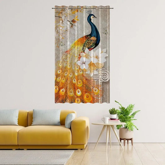 Ra Enterpsrises Digital 3D Printed Modern Polyester 11 Design Special Long Crush Single Piece Semi Sheer Back Tab Door Curtain | , Multicolor