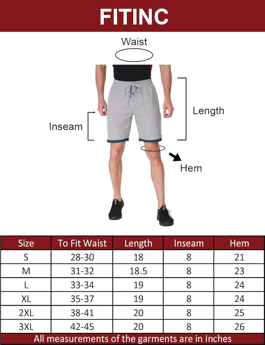 FITINC N.S Lycra Shorts for Men with Zipper Pockets & Knee Design