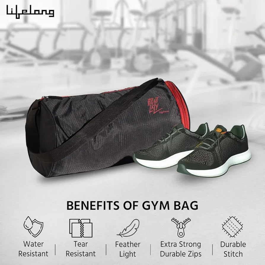 Lifelong Cotton 30 L Duffle Gym Bag for Men & Women | Adjustable Shoulder Bag | Water Resistant | Sports & Travel Bag with Shoe Compartment & Side Pocket ,48.3cm