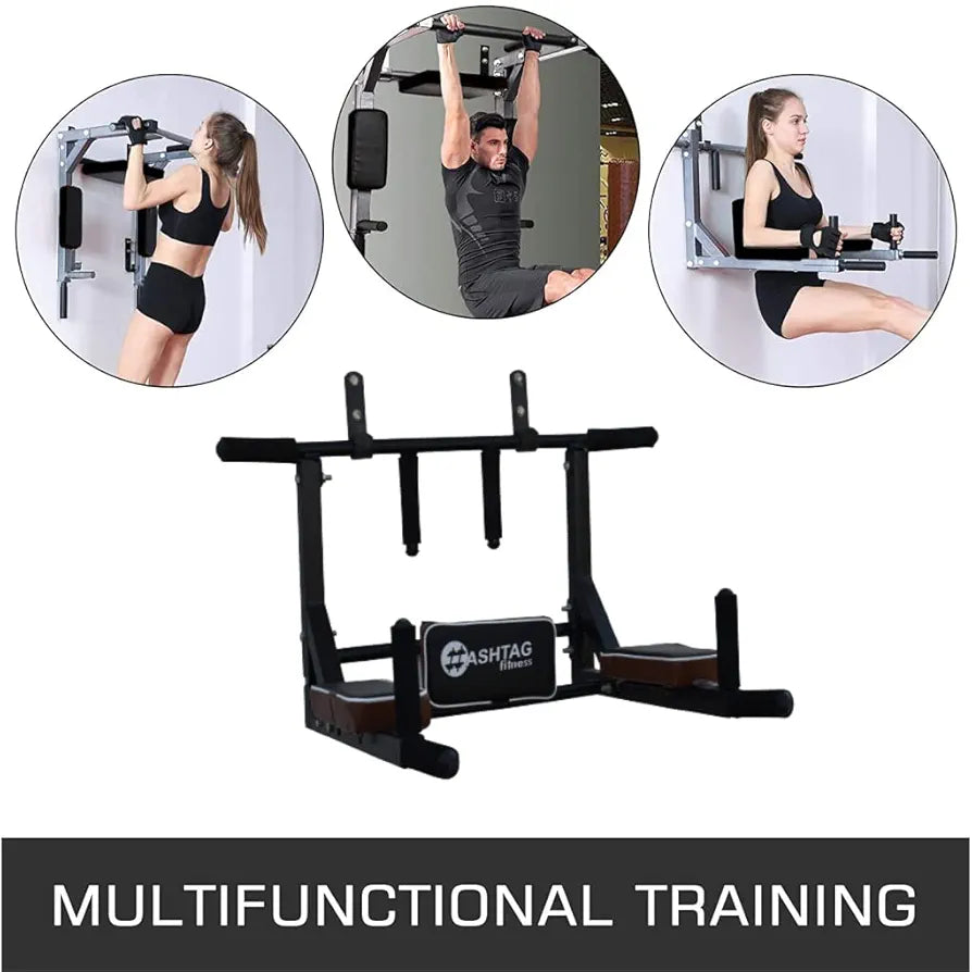 HASHTAG FITNESS Wall mount pull up bar, 3 in 1, dips station, home gym equipments, height increasing equipments for men,kids and women